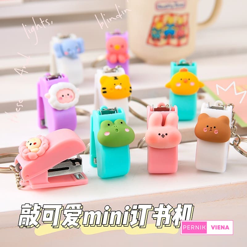 

STAPLES MINI LUCU STAPLER KARAKTER GANTUNGAN KUNCI HEKTER MINI IMPORT