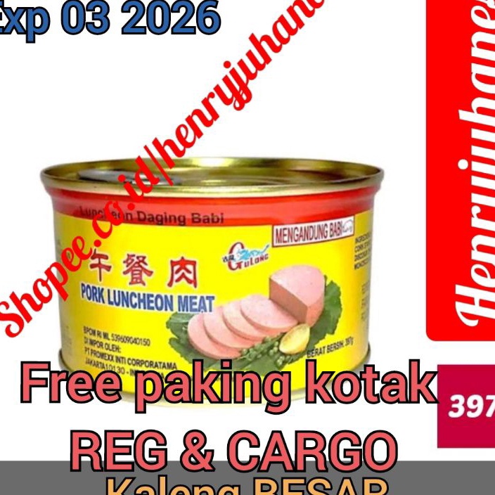 

WKPP3431 Terbaru 397 gram Gulong Canned Ham Pork Luncheon Meat / free pakiing kotak untuk reg dan cargo daging babi/ daging maling