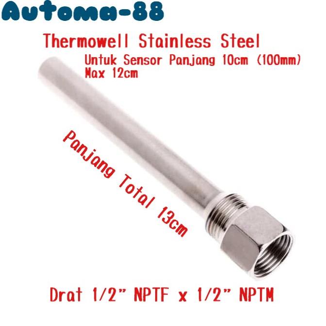 Thermowell 1/2 Inch NPT Stainless Steel Pelindung Temperature Sensor