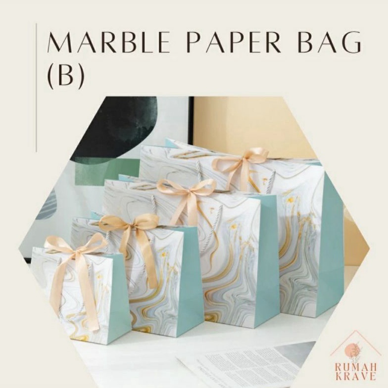 

Terbaru RUMAH KRAVE - Marble (B) Marmer Paper Bag Paperbag Goodie Bag Diskon 。(