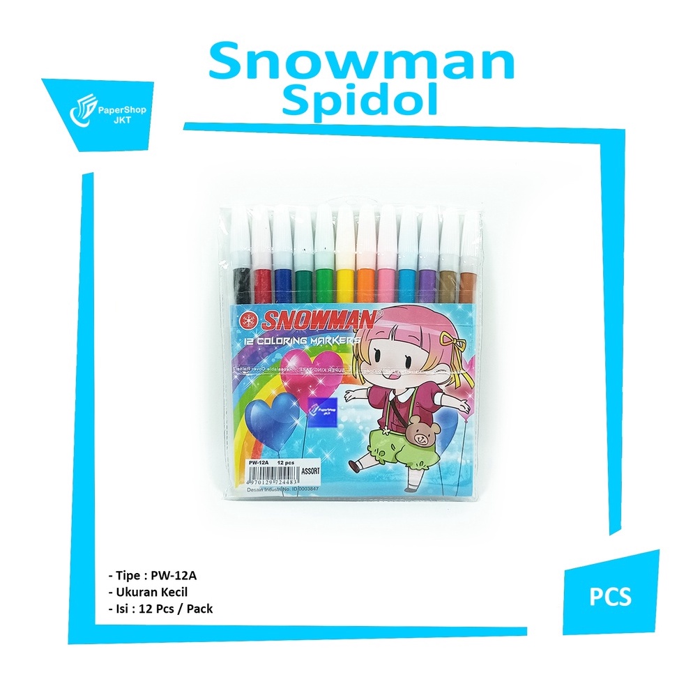 

Terbaru'SNOWMAN - Spidol Kecil Marker 12 Warna - Sign Pen - Set