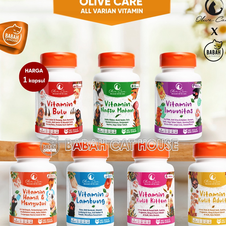 Bayar Di Tempat 1 Kapsul VITAMIN OLIVE CARE All Varian Obat Penggemuk Kucing Anak Kitten Cat Penamba