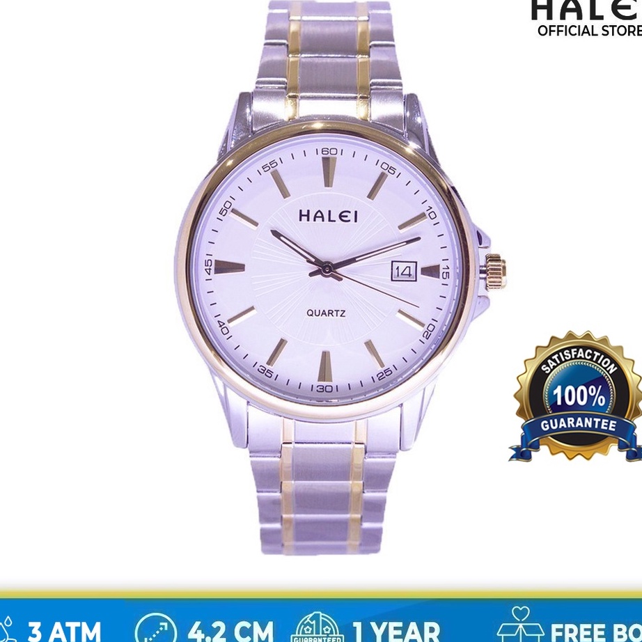 Promo Jam Tangan Pria Halei Fashion Casual Trendy Fitur Tanggal Garansi 1 Tahun Haleiwatch 563 M Sil