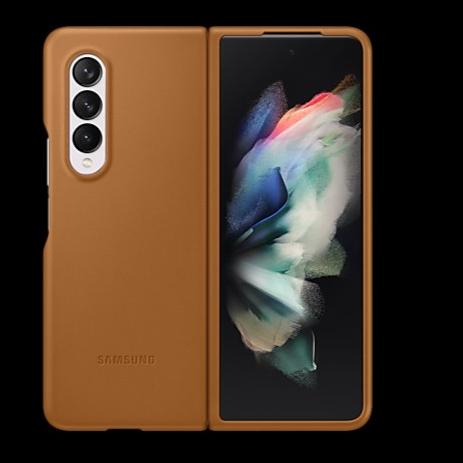 Case Samsung Leather Cover Galaxy Z Fold 3 / Fold3 Casing Original