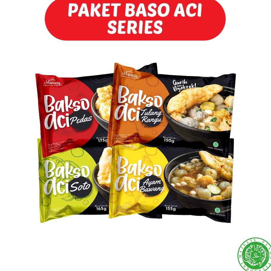 

Produk Keren Marenta Paket Baso Aci Series (Baso Aci Pedas - Baso Aci Tulang Rangu - Baso aci soto - Baso aci Ayam Bawang) Makanan instan ➫➻❀✺