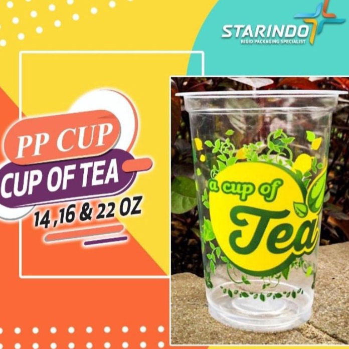 

ZMRC8136 READY STOK GELAS POP ICE CUP OF TEA STARINDO / Gelas Plastik Starindo Sablon Cup Of Tea