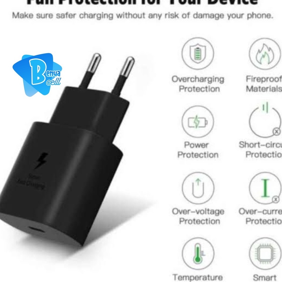 ー Adaptor Kepala batok Charger Casan Samsung Galaxy A33 A53 A73 5G a32 A52 a72 A52S note 10 note 20 