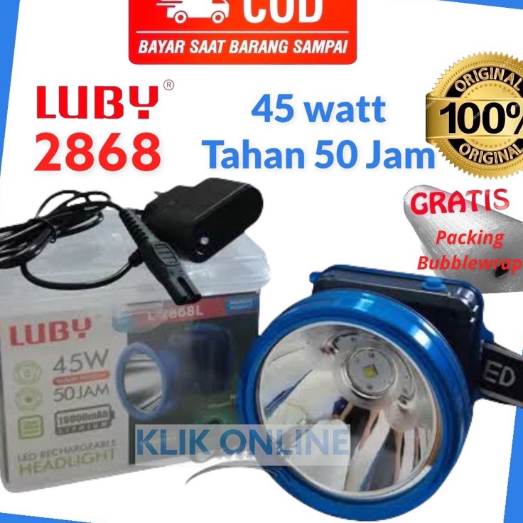 Diskon Senter Kepala Luby L2868 / L-2868 / Luby 2868L / 2868K 45 Watt Tahan Hingga 50 Jam LED Super 