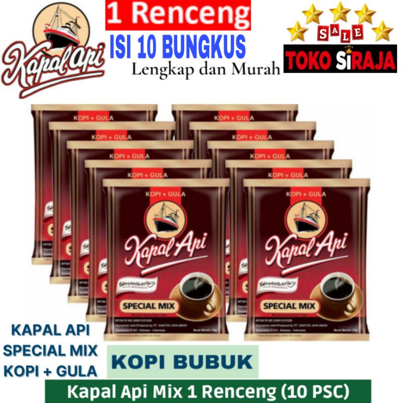 

1 RENCENG KOPI KAPAL API MIX ISI 10 BUNGKUS / KOPI KAPAL API MIX 10 SACHET