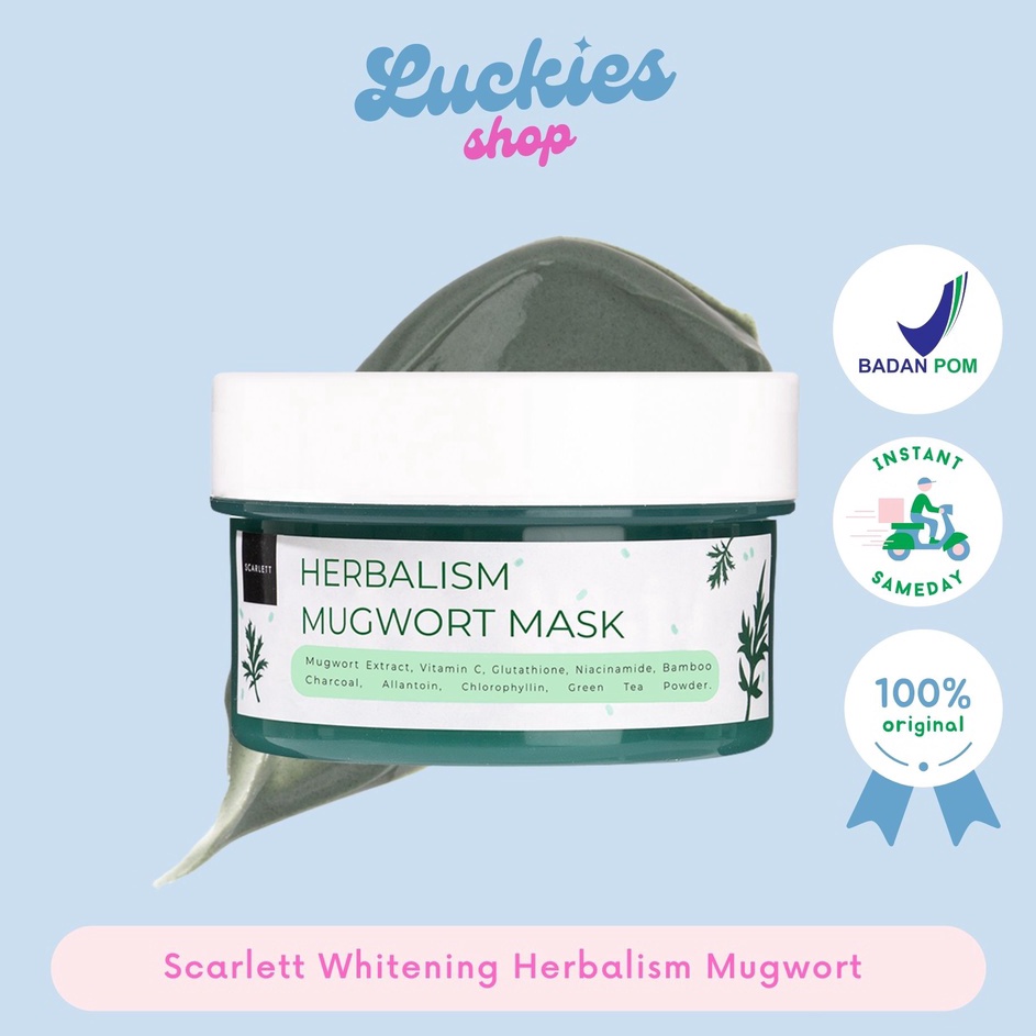 Diskon Scarlett Whitening Herbalism Mugwort Mask BPOM Masker Mugwort Masker Lumpur Wajah Jerawat Sca