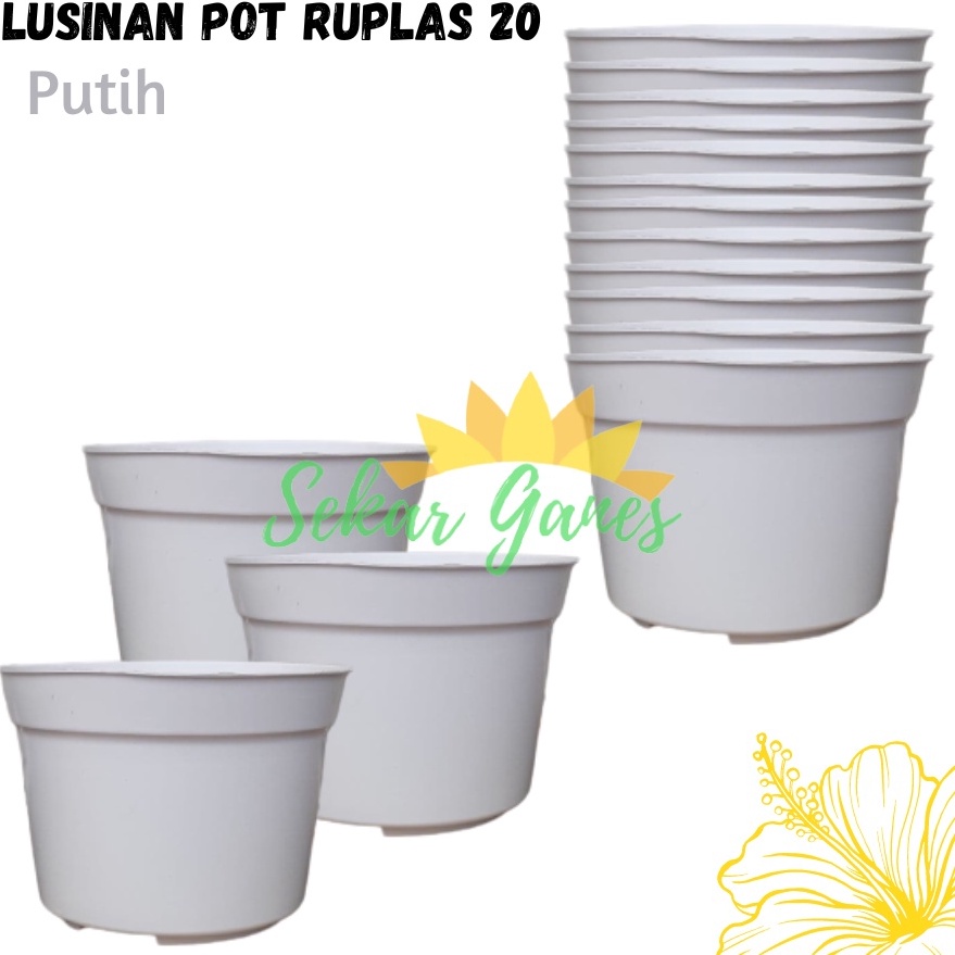 Terkini PROMO LUSINAN Pot Bunga 20 Putih Polos Pot Bunga Hias Grosir Murah Plastik Lusinan Pot 20 Bi