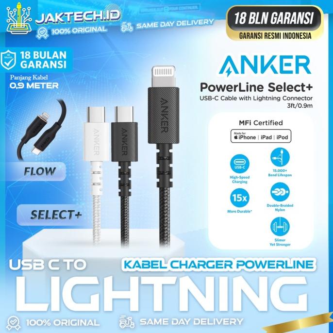 Kabel Charger Anker Powerline+ USB C to Lightning Iphone Fast PD