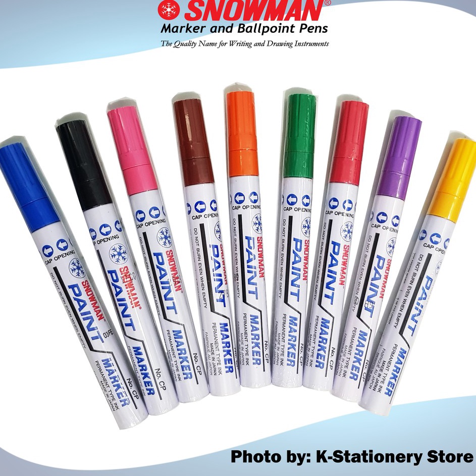 

MHDC1854 GROSIR Spidol Cat Snowman Original Permanent Paint Marker – COLOURS / WARNA – untuk Logam, Kayu, Kaca, Plastik, Kulit, Kertas, Keramik, Kain, Karet, dll.