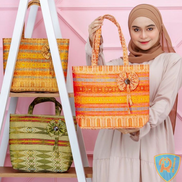 ZKCY3162 Ready Stok  Tas Tote Bag Wanita Batik Songket Tas Ibu Pengajian