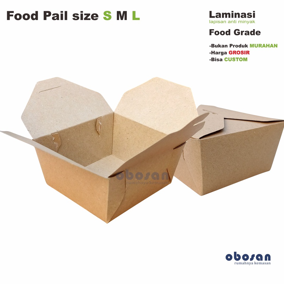Terkini Food Pail size S M L Paper Lunch Box Laminasi Tebal Nasi Box Ayam Goreng Geprek Kemasan Mura