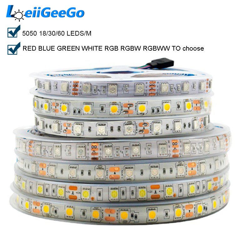 ✅&12V Led Strip White Led Ribbon 5050 Rgb Tape 5M Led Christmas Lights For Gaming Room Decoration Ou