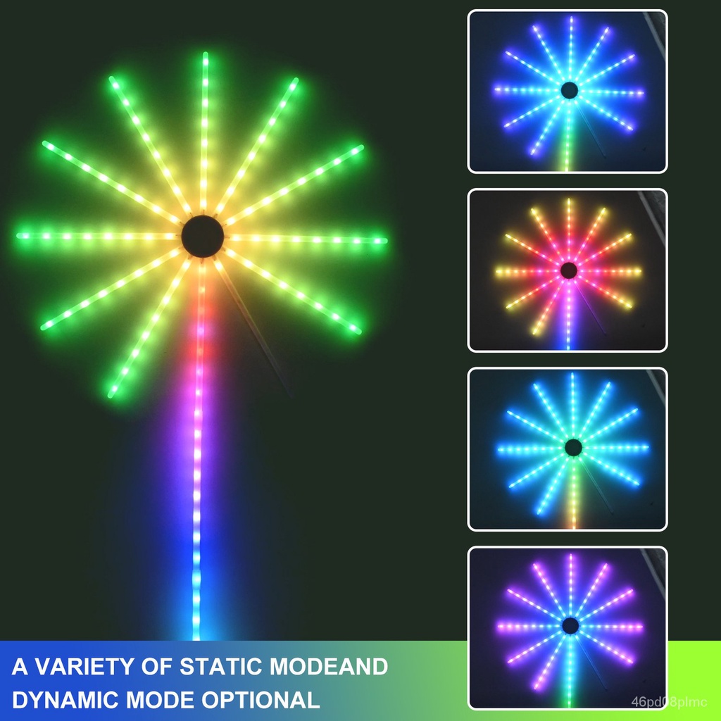 ✅&Smart Voice Control Full Color Night Light Fireworks Lamp Waterproof USB RGB Neon String Light for