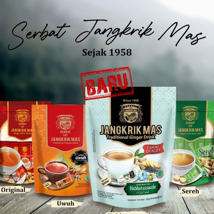 

YXRB2984 【MEGA SALE】 SERBAT JANGKRIK MAS WEDANG JAHE UWUH SEREH HABATUSAUDA MINUMAN HERBAL MURAH