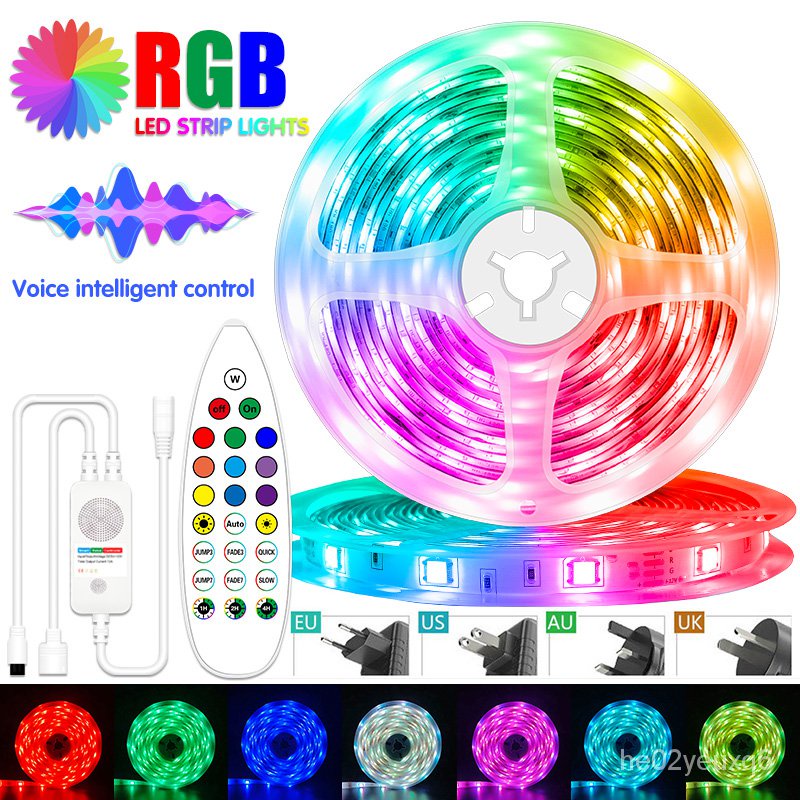 ✅&Led Strip Lights Smart Voice Control RGB 5050 Waterproof 5M-30M LED Flexible Ribbon Lamp Tape With