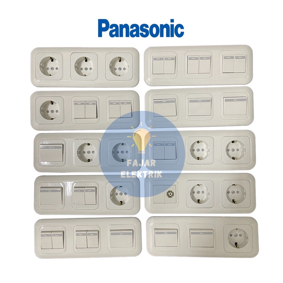 Best Seller PANASONIC 3 GANG INBOW STOPKONTAK, SAKLAR SERI  3 GANG, SAKLAR ENGKEL3 GANG HQB