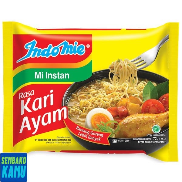 

Indomie Mie Kuah Kari Ayam 72 gr