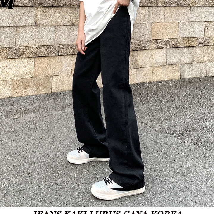 Harga Promo [Ready Stok] celana korea style jins pria hitam celana pria korea fashion celana panjang