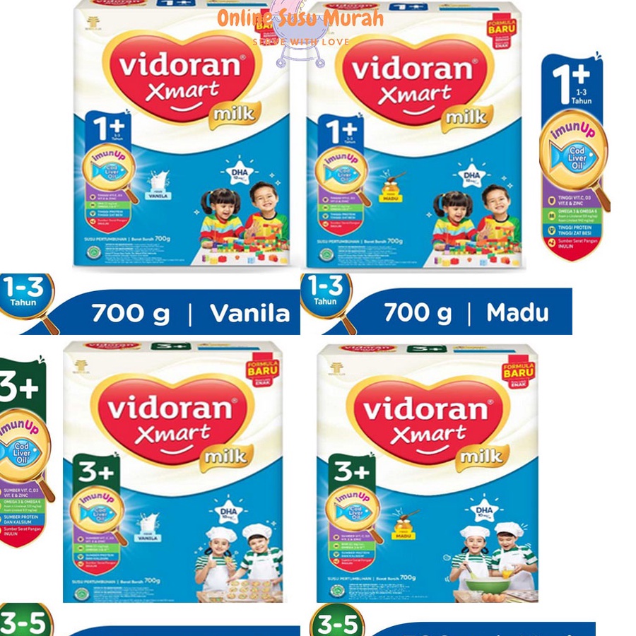 TWXR9603 【Penjualan Terbaik】COD VIDORAN XMART 1+ 3+ IMUN SUSU FORMULA ALL VARIAN 700 GR