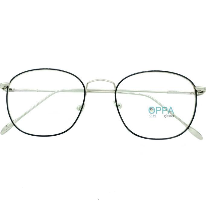 Best Seller Frame Kacamata Korea Pria Wanita Op62 Blsv Hitam Silver Kotak Minus Original