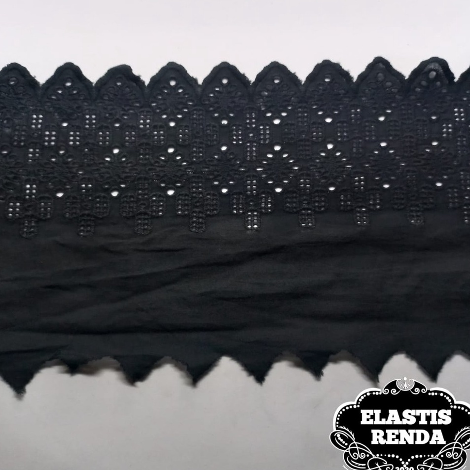 Pasti Murah (Harga Per Meter) Renda Katun Cantik Hitam Lebar 15 Cm