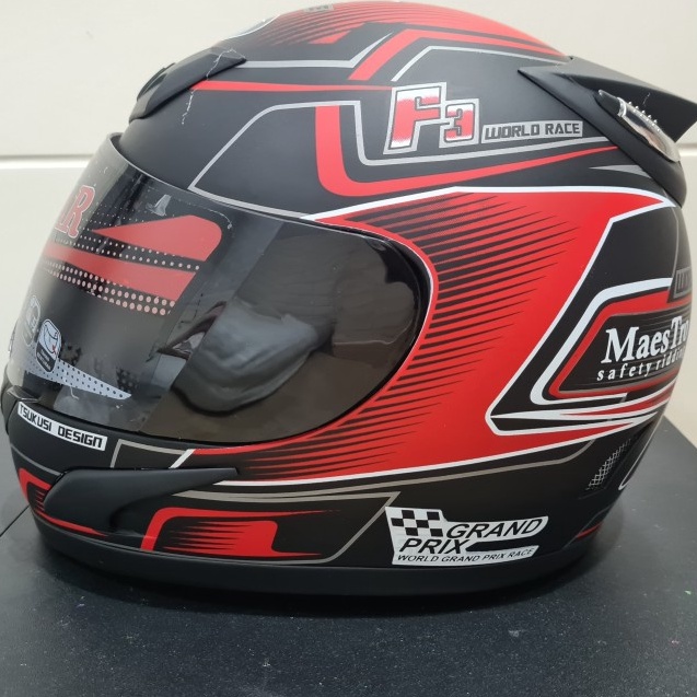 Promo Helm JPN fullface F3 hitam doff stiker merah