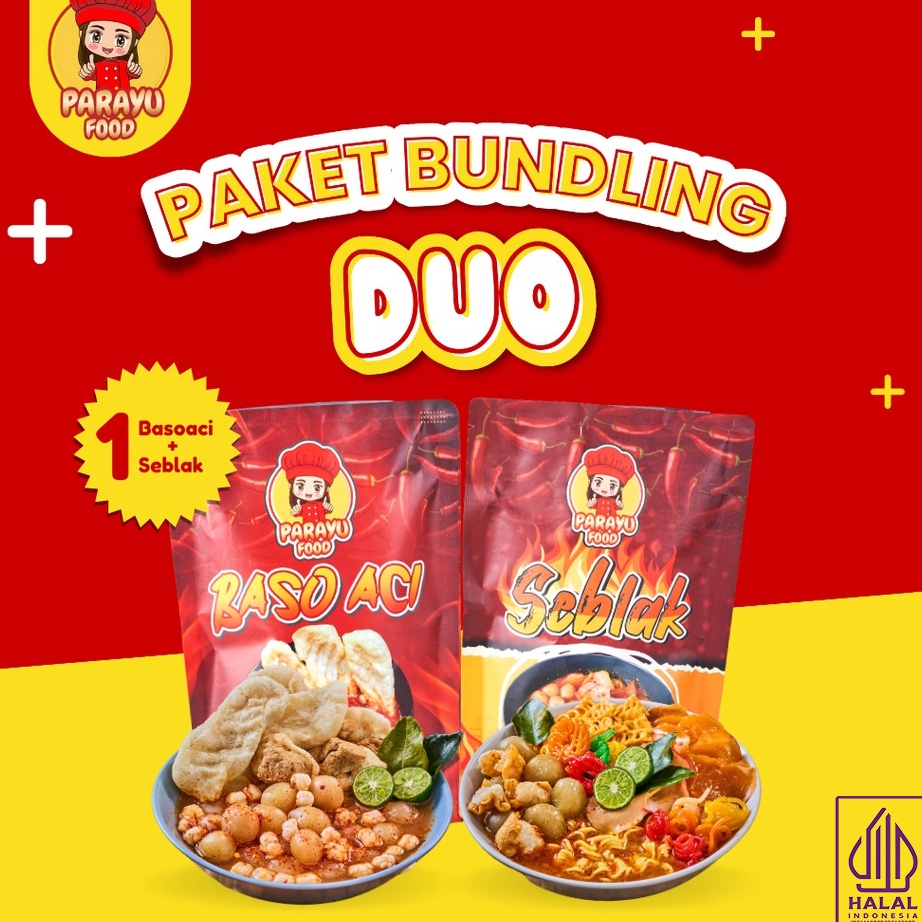 

HGPN0484 TERBARU Parayu Food Paket Bundling Duo Baso Aci + Seblak khas Gurih