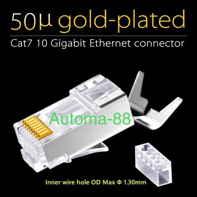Connector RJ45 Cat6a Cat7 22AWG 23AWG 24AWG Gold Plated STP FTP UTP