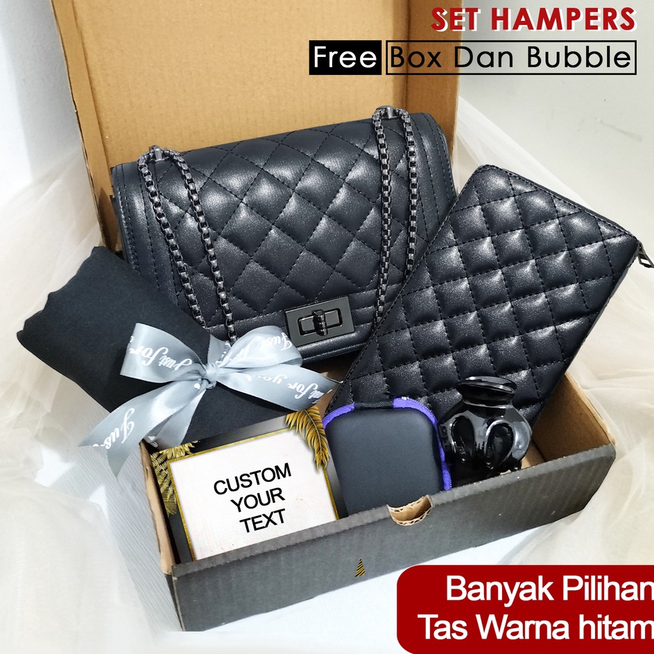 

WCDB2163 Kado ulang tahun hadiah ultah set hampers tas wanita hitam murah kado ulang tahun cewek gift set graduation shoulder bag dan dompet