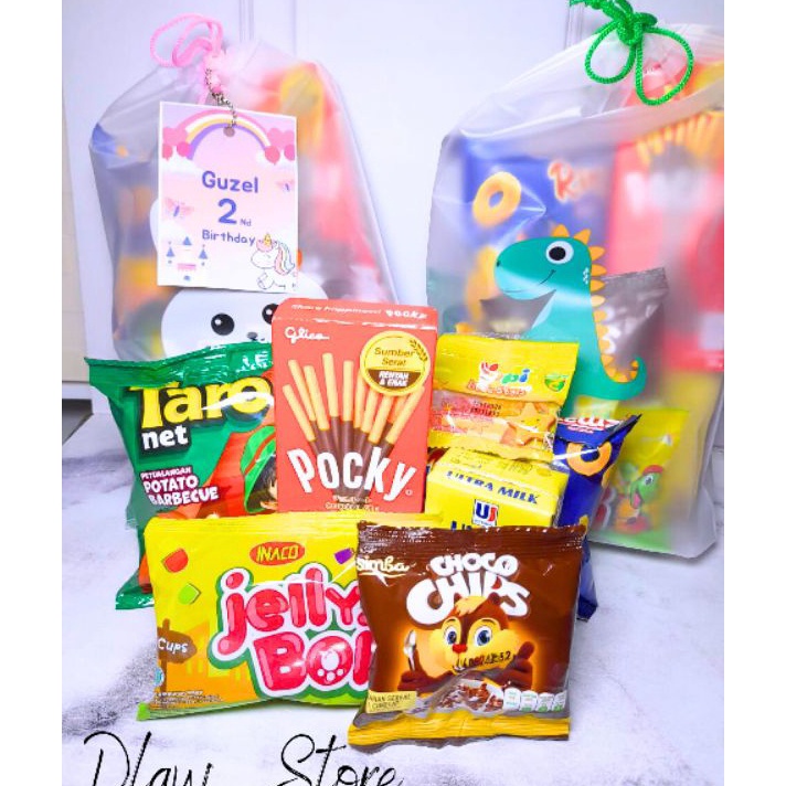 

JTBR0212 Jangan Sampai Kehabisan!!! Paket Snack Ulang Tahun Kemasan Pouch Free card Costum