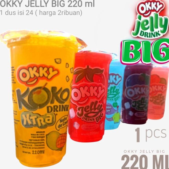 

Okky jelly drink BIG 220ml 1 dus isi 24 gelas harga 2000 an all varian