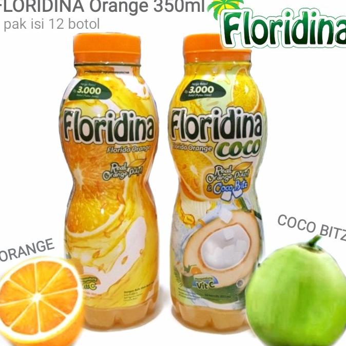 

Floridina orange / coco bitz 350 ml 1 pak isi 12 botol bulir buah asli