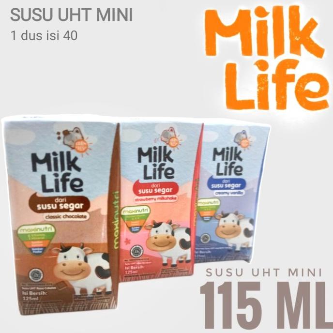 

Milk Life susu segar uht 125ml 1 dus isi 40 coklat strawberry vanilla