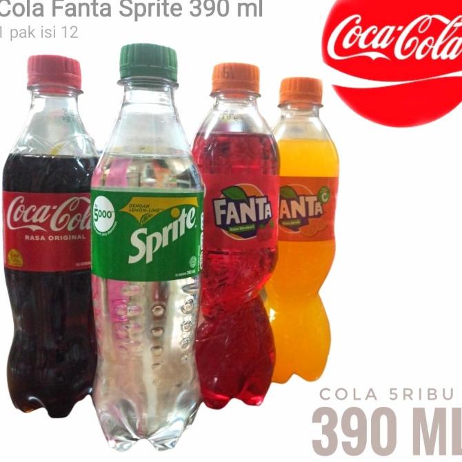 

Coca cola Sprite Fanta 390ml ecer dan pak isi 12 botol soda