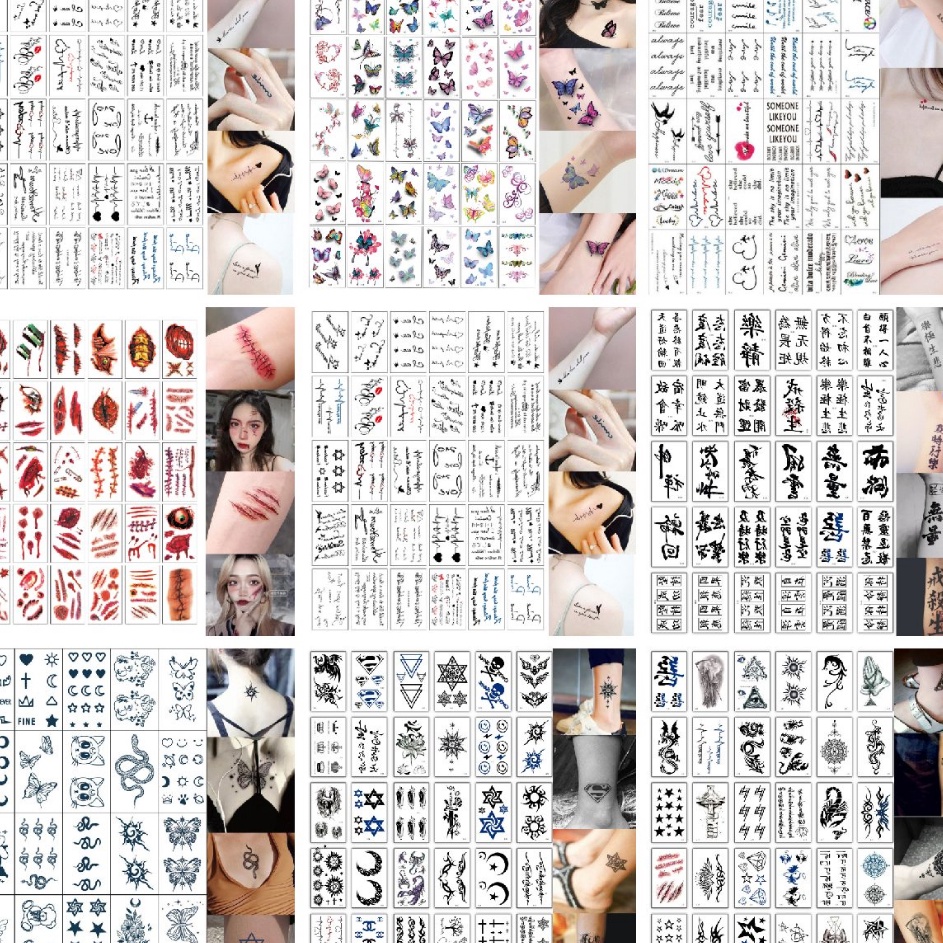 codey5Y9k Paket Grosir Termurah 420 Pcs Tato Aesthetic Lucu Berwarna - Tatto Temporer motif kecil an