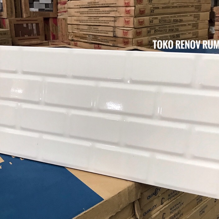 Terkini KERAMIK 25X50 KERAMIK DINDING KERAMIK BATA KILAP (GLOSSY-TIMBUL)/ keramik dinding kamar mand