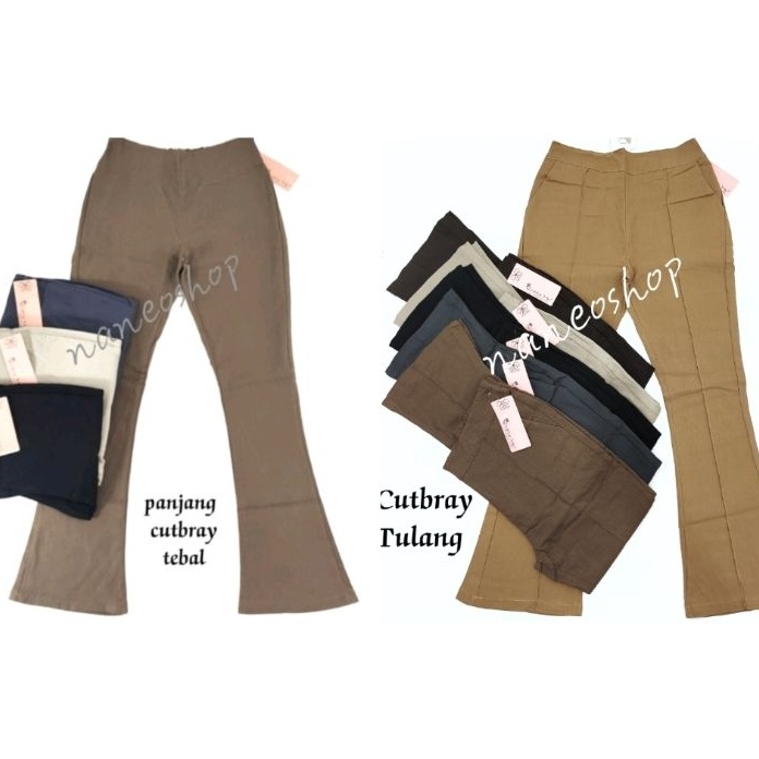 DQJH6208 COD Celana panjang wanita Cutbray tebal Simple Me