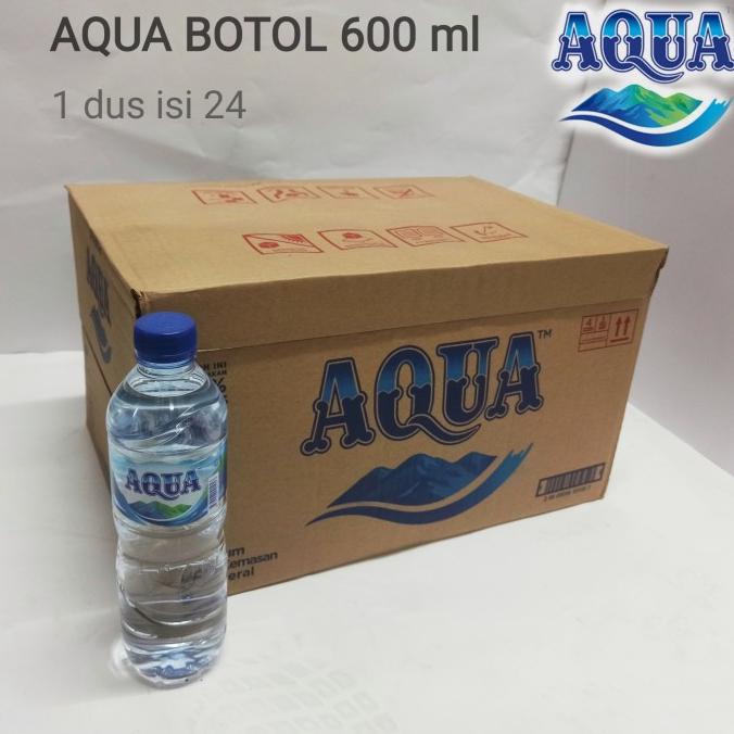 Aqua botol 600ml air mineral 1 dus isi 24
