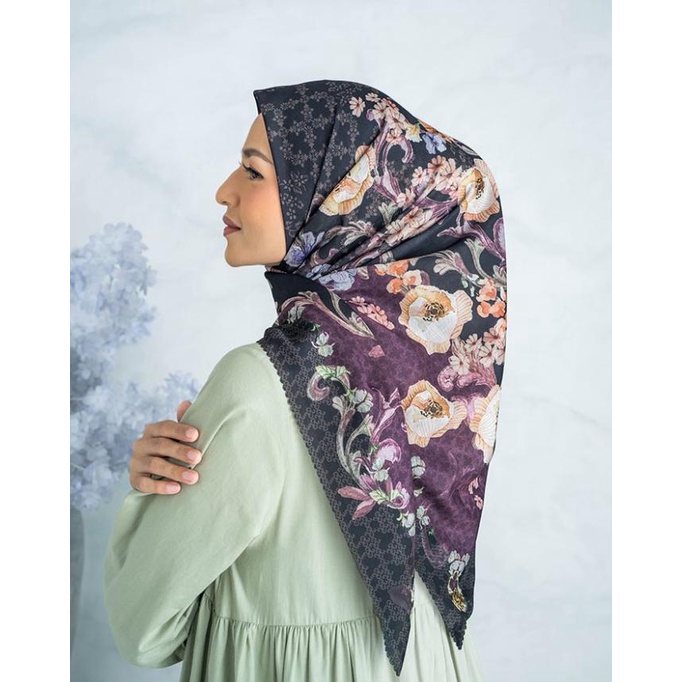 Sale Heaven Lights - Zaira Scarf - Hijab Motif Flower Segi Empat Wanita Termurah