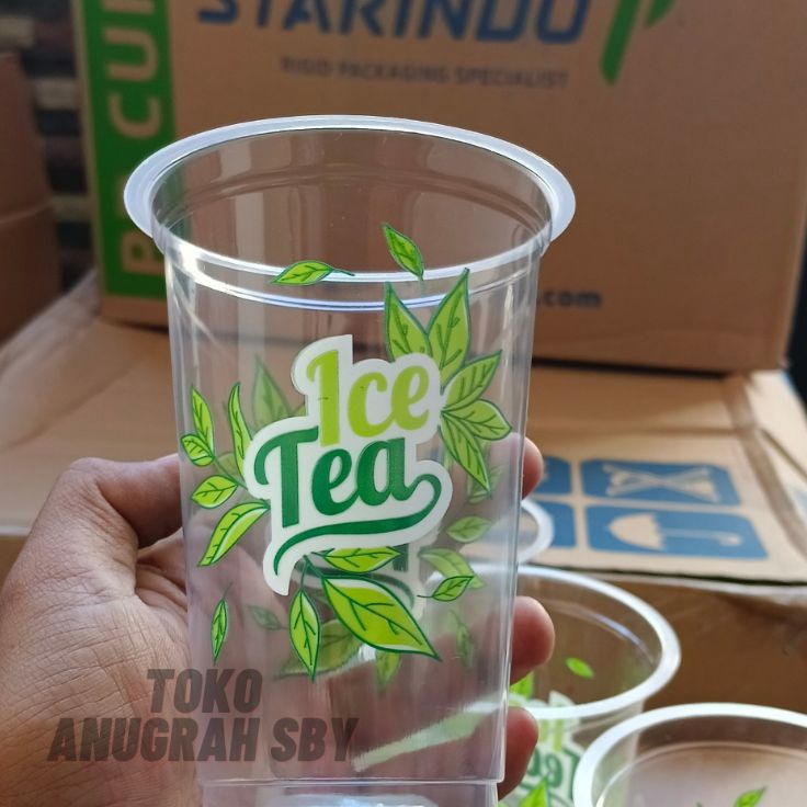 

GDWV0541 HOT Gelas Plastik Sablon Ice Tea 16 Oz Starindo Tebal 5 gram