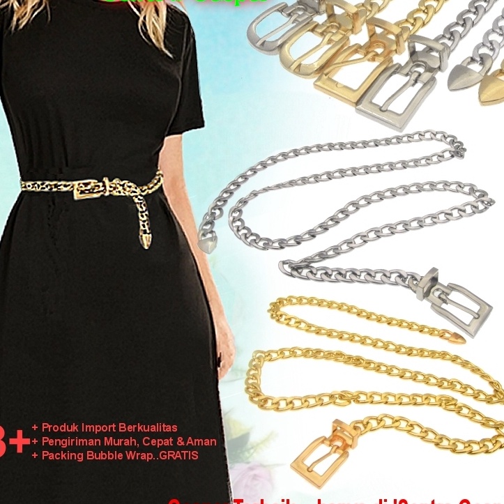 PWSL6535 Terlaris Ikat Pinggang Sabuk Belt Rantai Gesper Rante Wanita Cewek Kekinian Model baru Ring