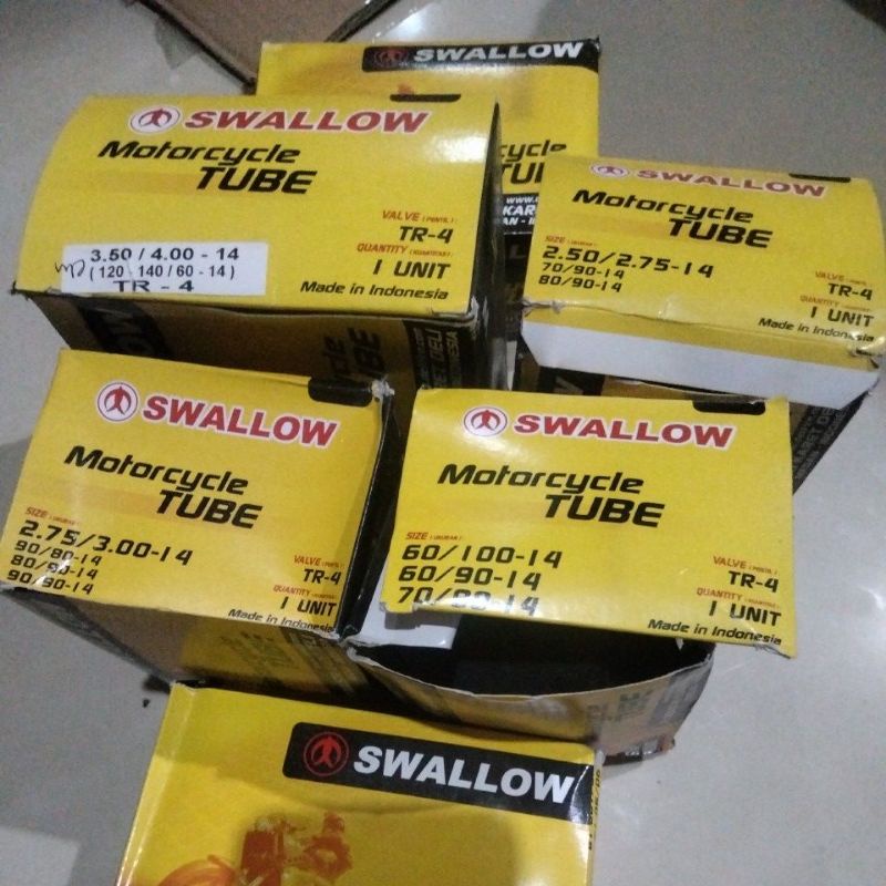 SWALLOW TUBE 50/90/100/60/90/80/80/90/90/100/120/130/140/70-14 Ban Dalam Motor Matik Ring 14 BD SWAL