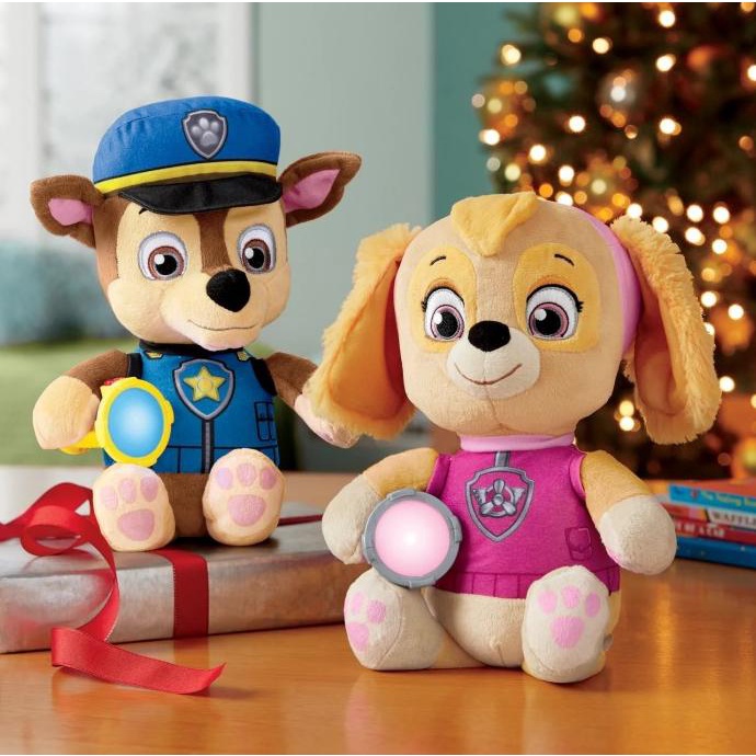 Boneka Paw Patrol Snuggle Up Pups Plush Dolls with Flashlight & Sounds