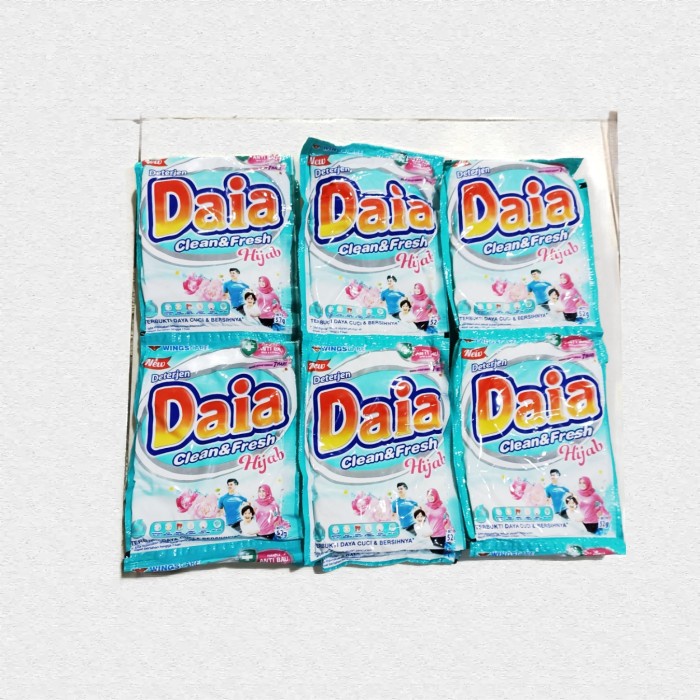 Daia Clean n Fresh Hijab Detergent Bubuk 1 Renceng isi 6 Sachet Sabun Cuci Pakaian