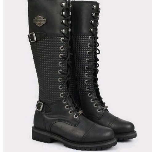 Boots motor wanita harley davidson tinny black original