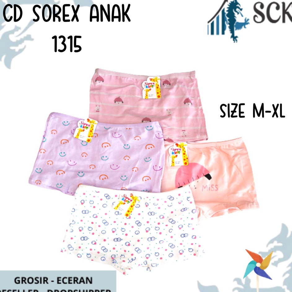 HKYJ2552 Stok terbaru  CD Anak Perempuan SOREX KIDS 1315 model BOXER Polos Warna / Celana Dalam Anak
